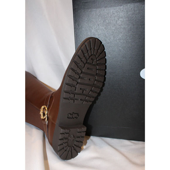 COACH FARRAH TALL LEATHER RIDING BOOTS WALNUT BROWN NIB‎ $225 - Picture 9 of 9